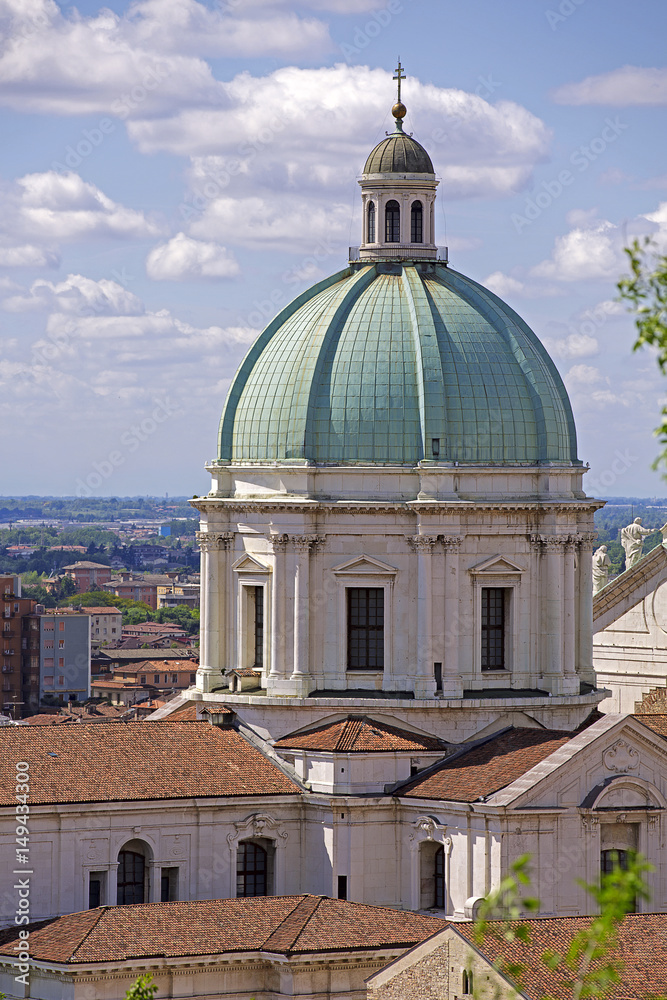The Duomo cupola over the town of Brescia, Italy