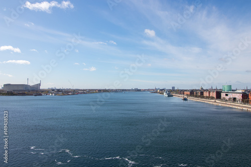 Copenhagen, the capital of Denmark. The picture is taken in the northeast part of the city. This is the Channel between the Amager island to the left, and the city center to the right. Wide angle. © bphoto