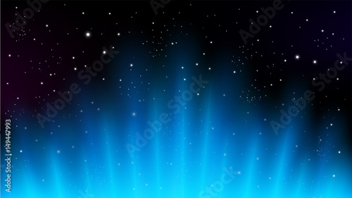 Blue rays rising on dark background, suitable for space concept, and other. Vector Illustration