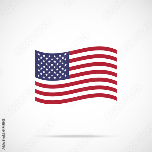 Waving American flag icon. Flag of the United States of America. Vector icon
