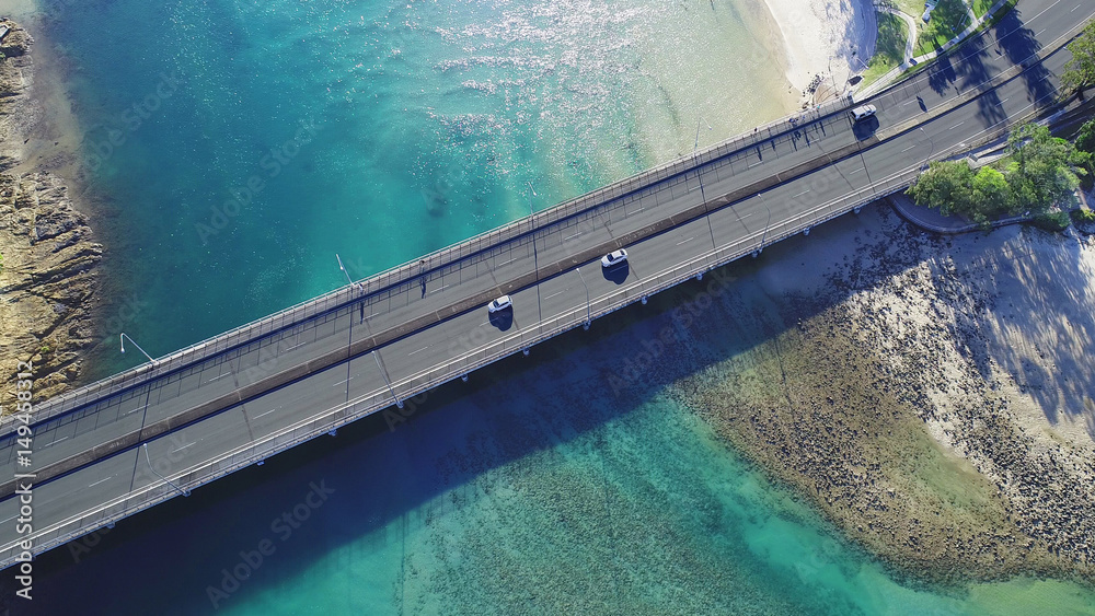 Gold Coast Highway - aerial drone view Tallebudgera Creek Bridge