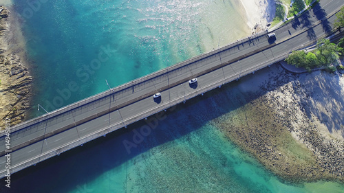 Gold Coast Highway - aerial drone view Tallebudgera Creek Bridge