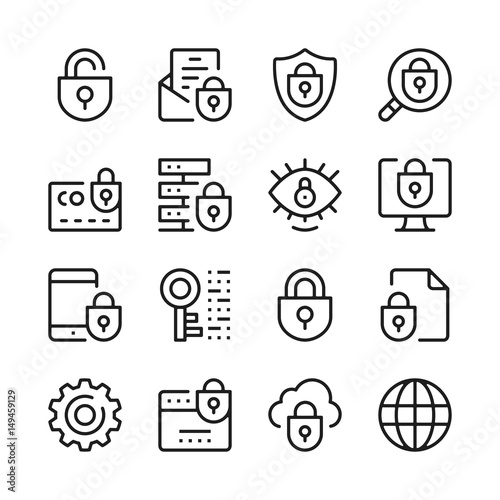 Internet security line icons set. Modern graphic design concepts, simple outline elements collection. Vector line icons