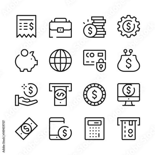 Money and finance line icons set. Modern graphic design concepts, simple outline elements collection. Vector line icons