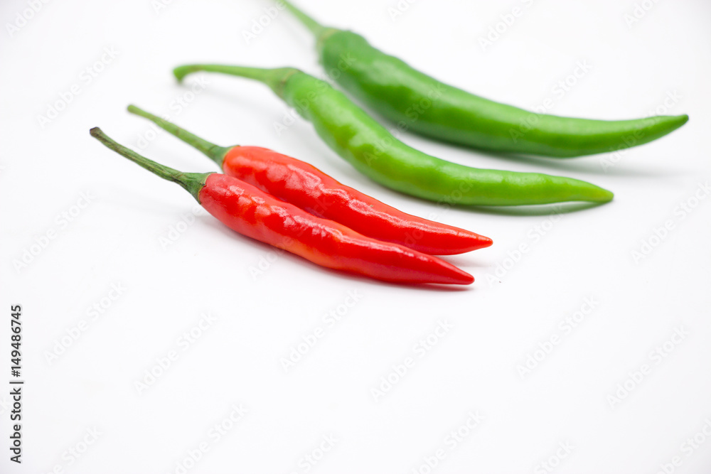 Chilies are on white background