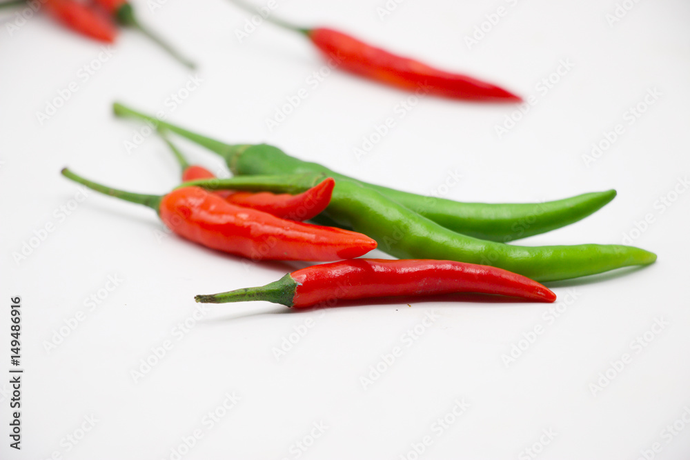 Chilies are on white background