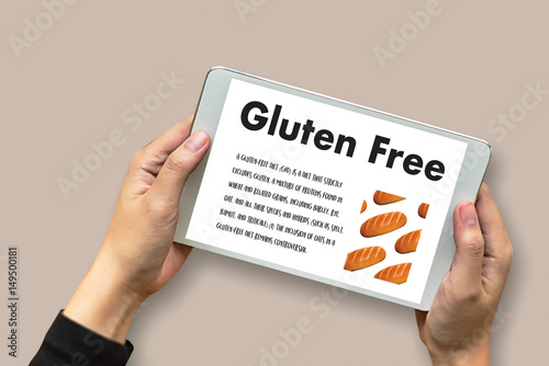 Gluten Free food Celiac Disease Nutrition , Healthy lifestyle concept with diet and fitness , Nutrition facts