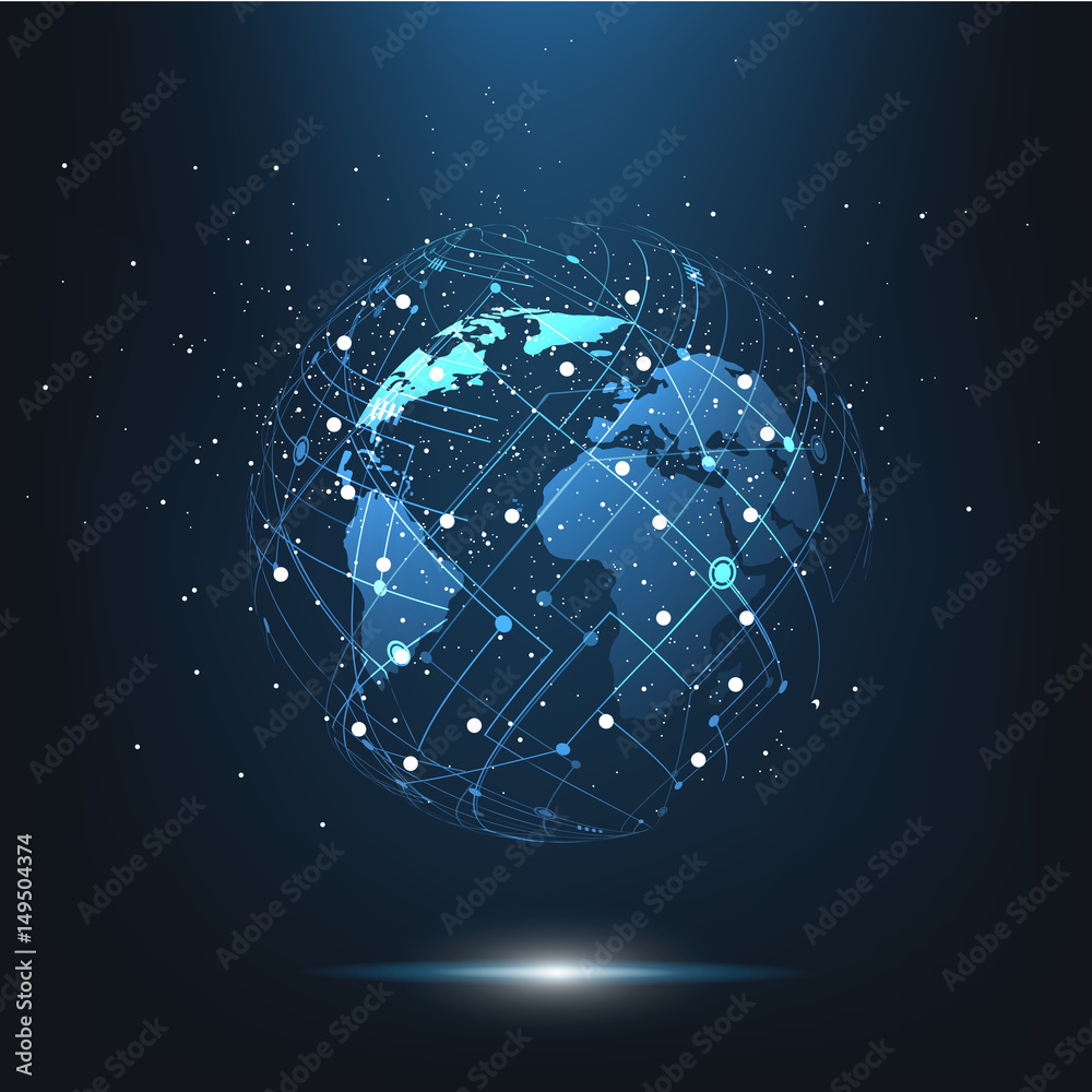 World map point, line, composition, representing the global, Global network connection,international meaning.
