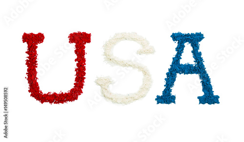 Wallpaper Mural USA made in red, white and blue color powders, isolated on a white background Torontodigital.ca