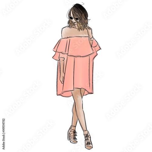 Modern Girl in Off Shoulder Dress Spring Style