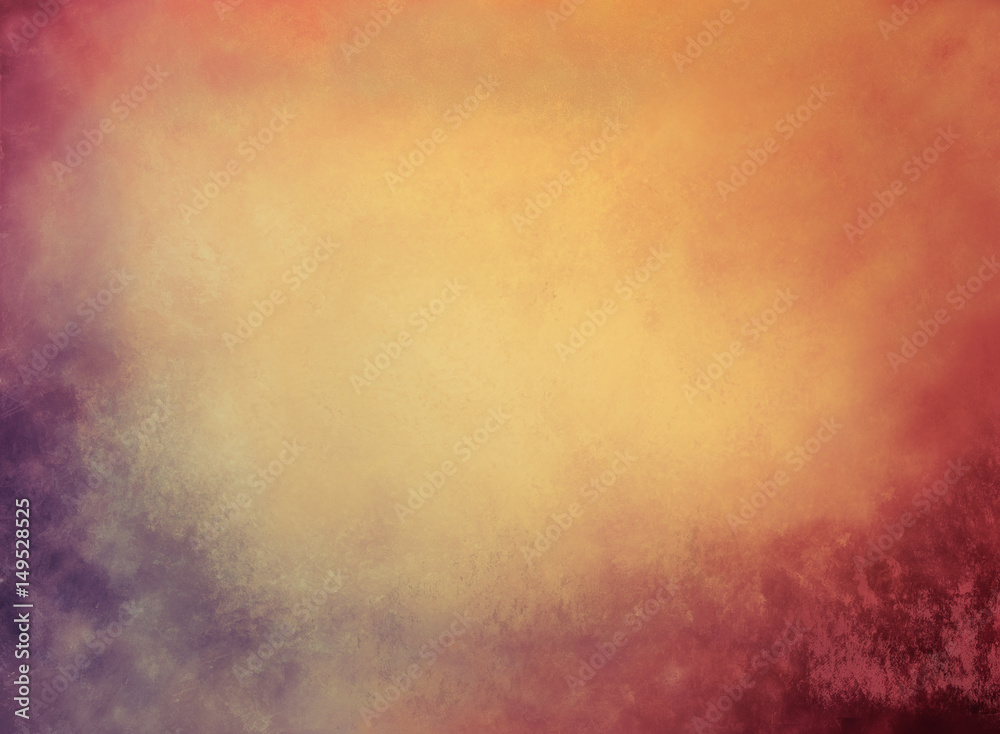 gold background with grunge borders and vintage texture in blue red orange and yellow with soft blur