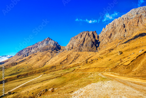 beautiful landscape of desert with mountains Russia, Republic Ingushetia