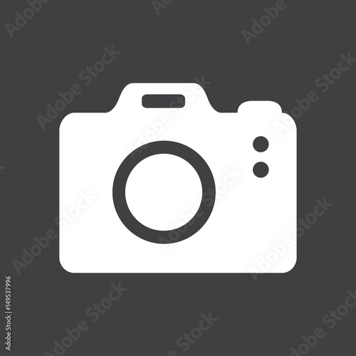 Photo camera symbol. DSLR camera sign icon. Digital camera. Flat design style. 