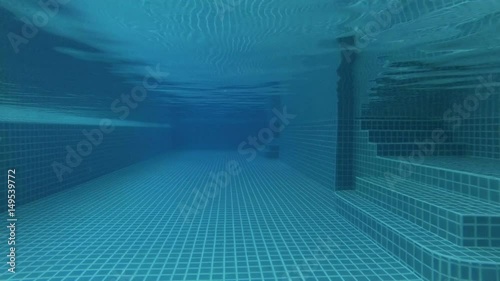 Beautiful refreshing blue swimming pool water in luxury tropical hotel. Night dark view. Action camera