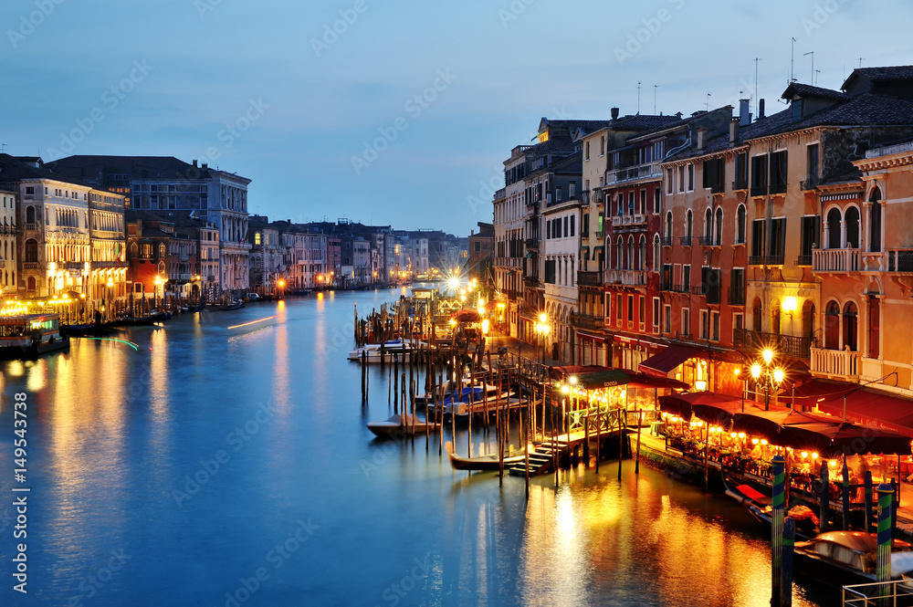 Venice grand canal night view, Italy