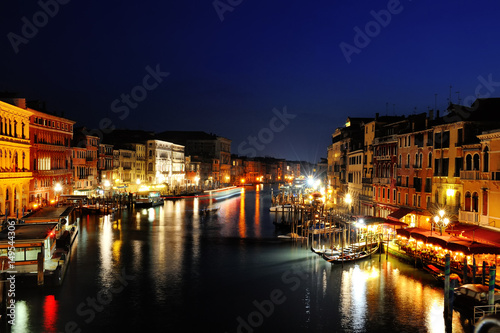 Venice grand canal scenic night view, Italy