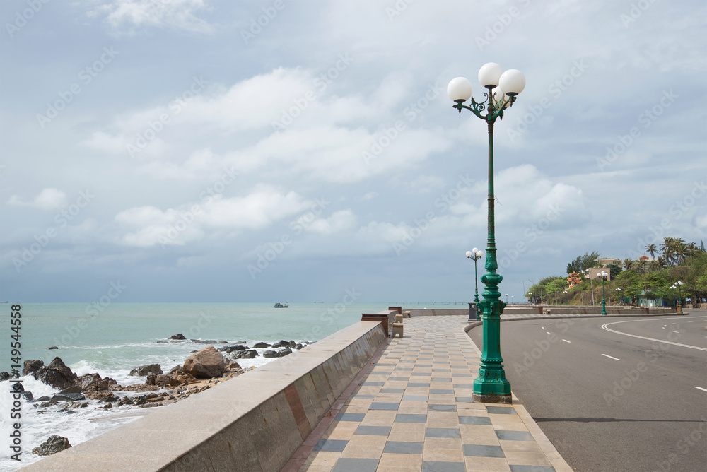 Fragment of the city waterfront in the Nyo mountain region. Vung Tau, Vietnam