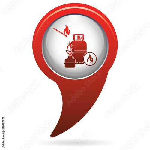 Camping stove with gas bottle icon vector