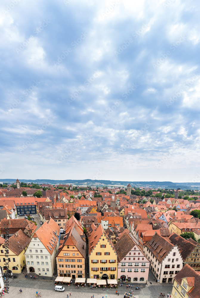 Fototapeta premium Aerial view of Rothenburg ob der Tauber