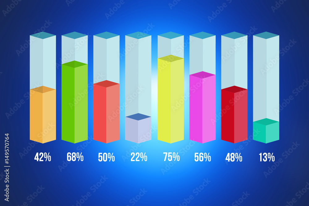 Colored statistic bar graph isolated on a background - Business concept