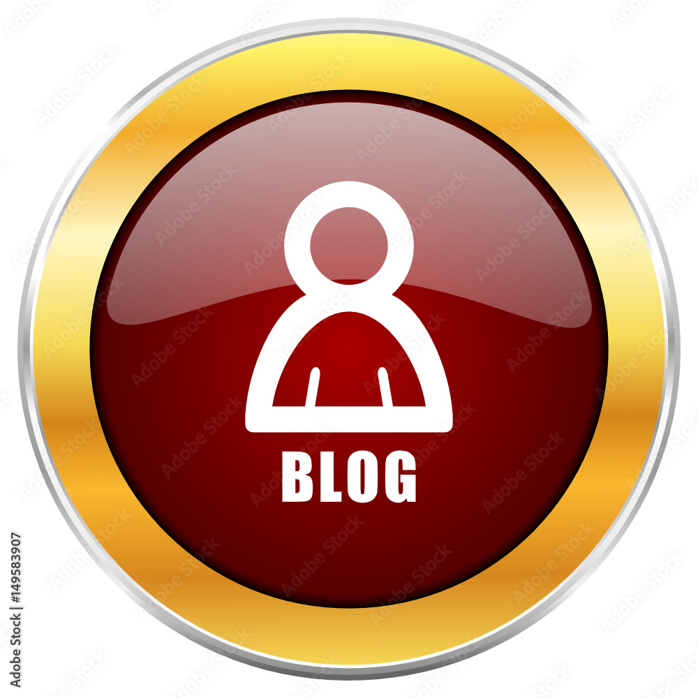 Blog red vector icon with golden border isolated on white background.
Blog red vector icon with golden border isolated on white background.