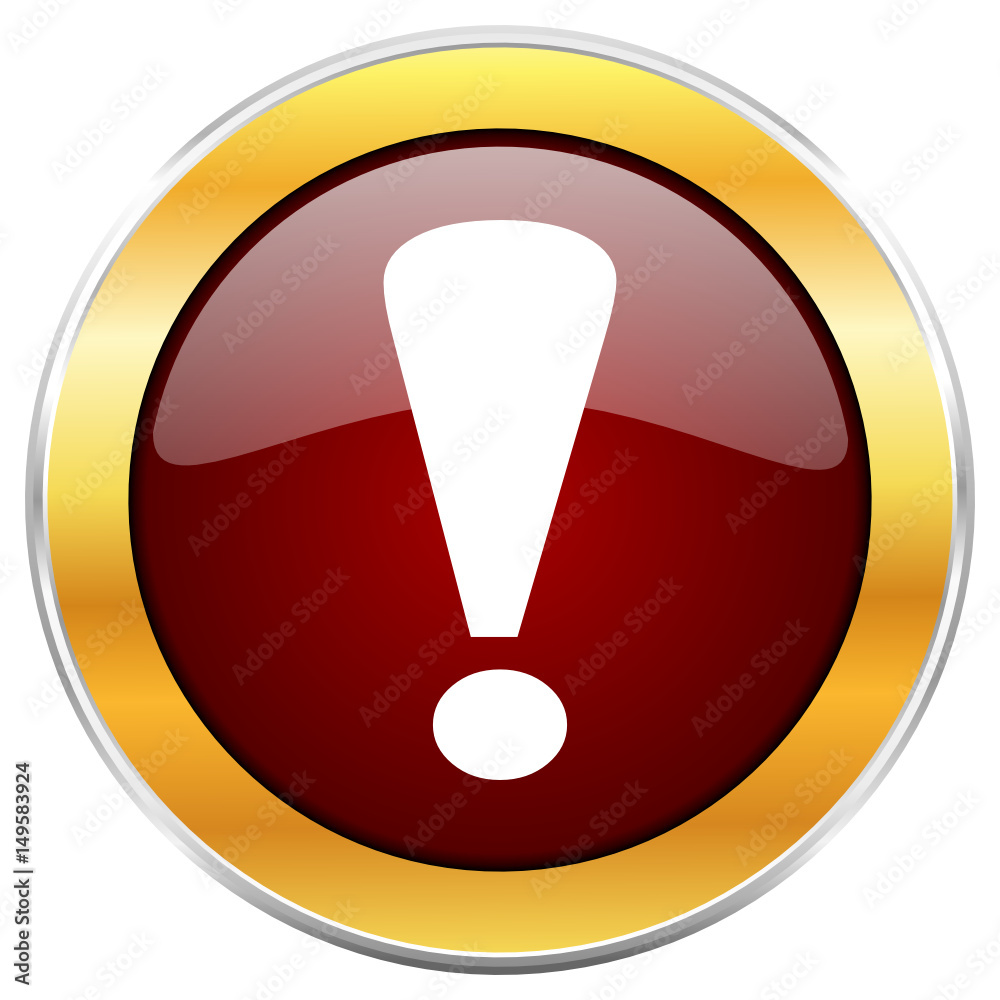 Exclamation sign red vector icon with golden border isolated on white background.
Exclamation sign red vector icon with golden border isolated on white background.