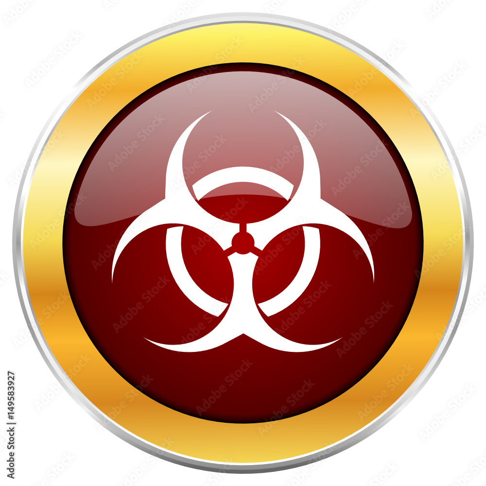 Biohazard red vector icon with golden border isolated on white background.
Biohazard red vector icon with golden border isolated on white background.