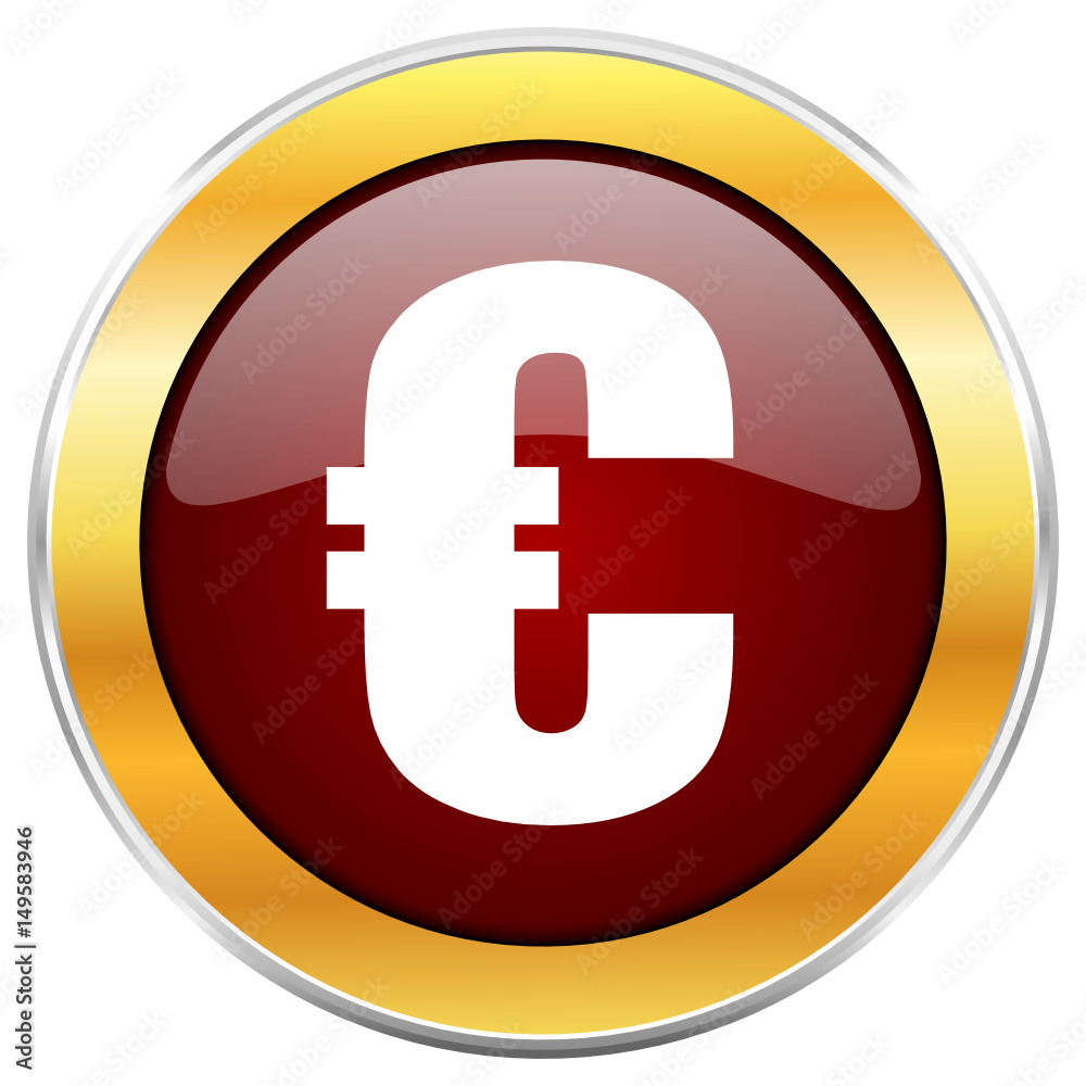 Euro red vector icon with golden border isolated on white background.
Euro red vector icon with golden border isolated on white background.
