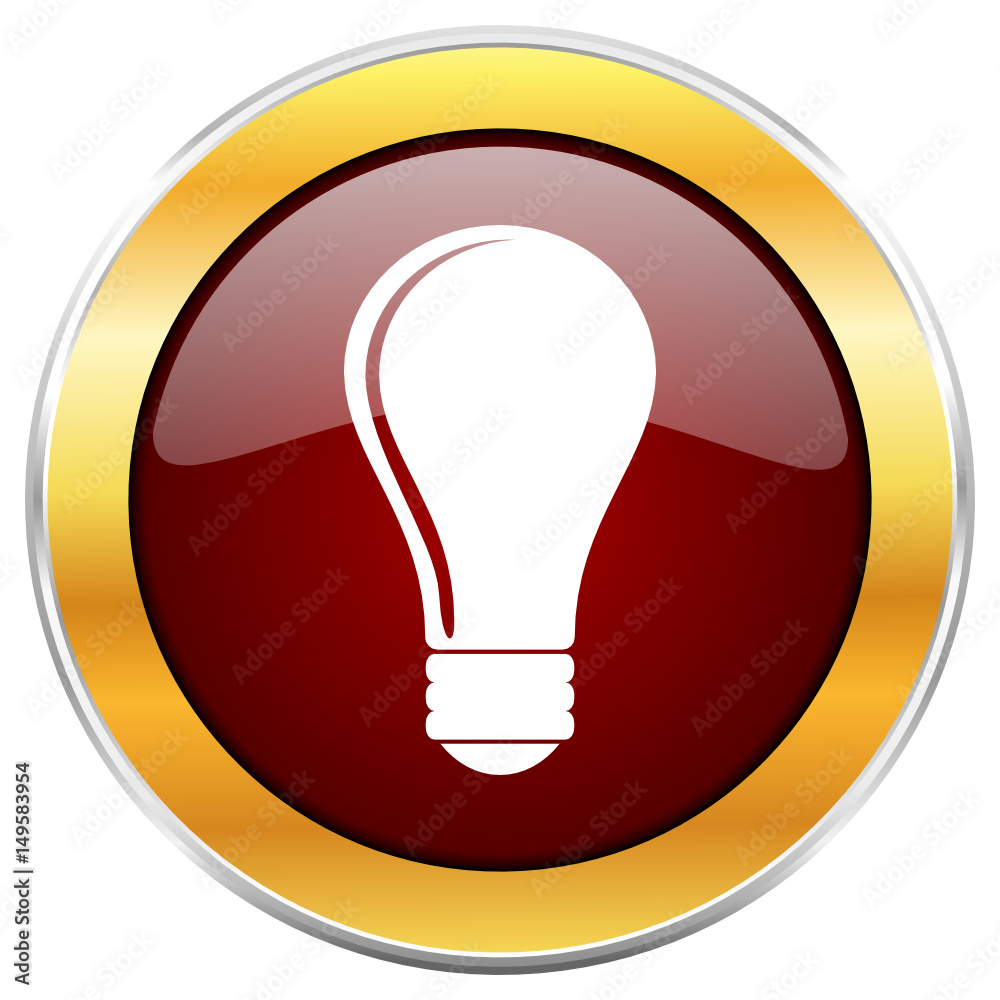 Bulb red vector icon with golden border isolated on white background. Bulb red vector icon with golden border isolated on white background.