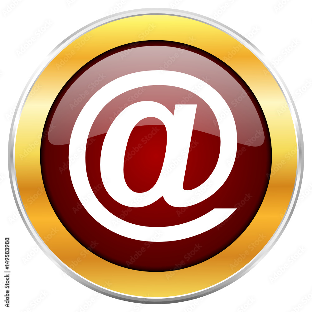 Email red vector icon with golden border isolated on white background. Email red vector icon with golden border isolated on white background.