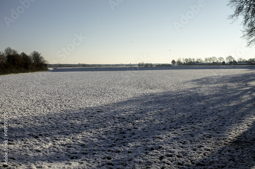 Crop field covered with snow Winter