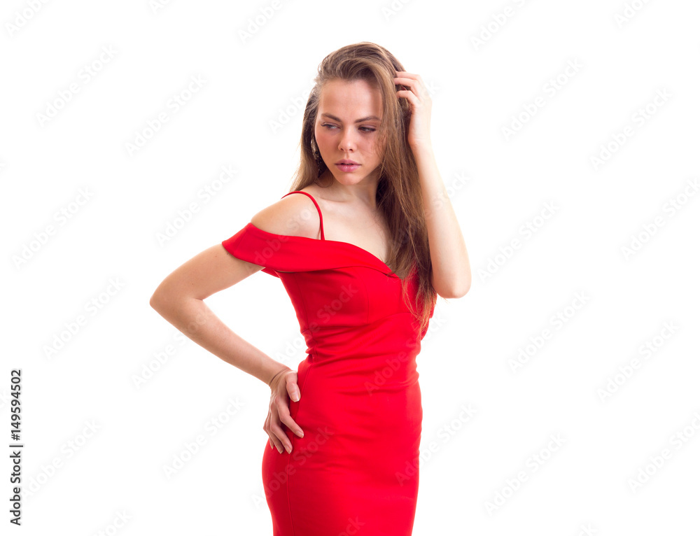 Young woman in red dress Young woman in red dress