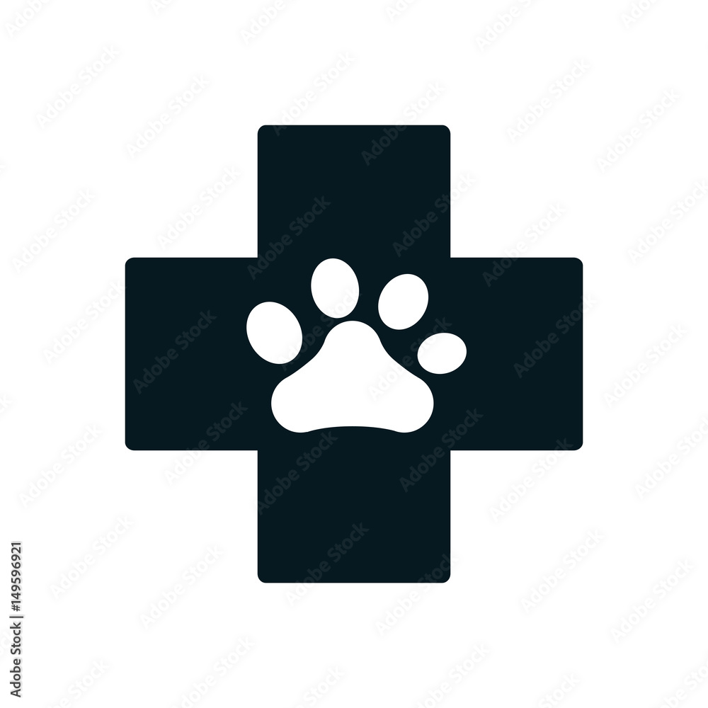 cross with dog paw print icon over white background. vector illustration cross with dog paw print icon over white background. vector illustration