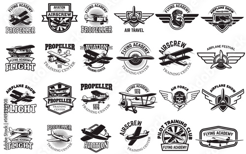 Set of airplane training center emblems Fototapet