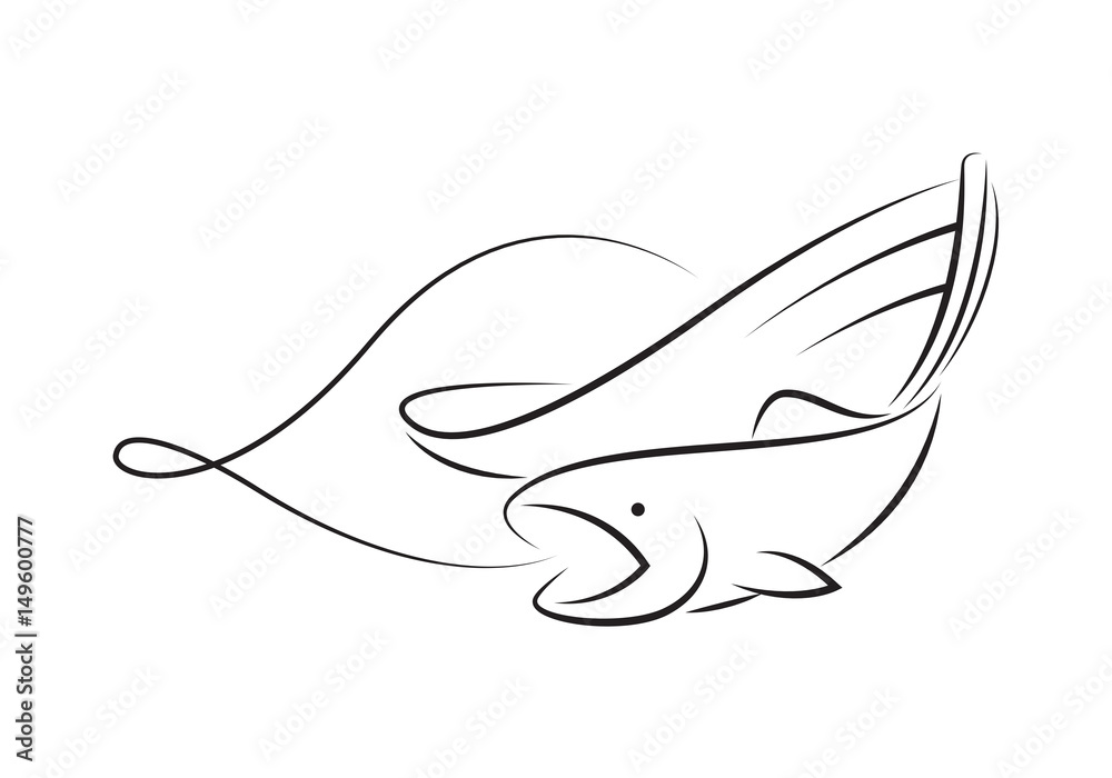 Fototapeta premium graphic fishing boat, vector