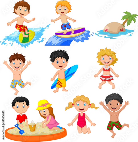 Cute little kids playing on the beach