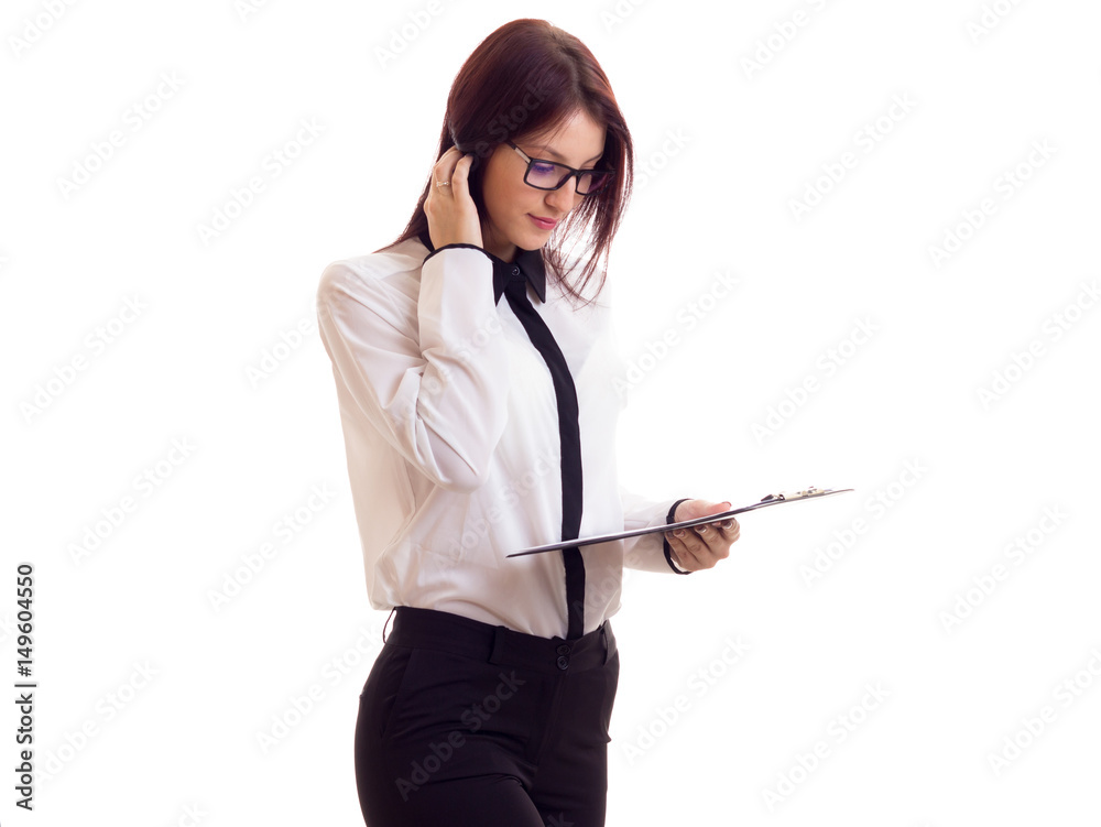 Young businesswoman holding folder Young businesswoman holding folder
