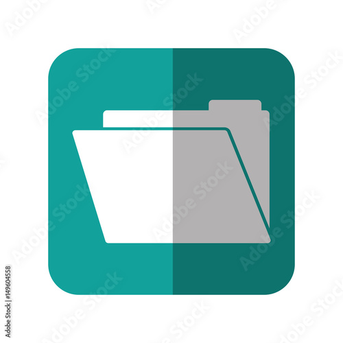 document folder icon over turquoise square and  white background. vector illustration