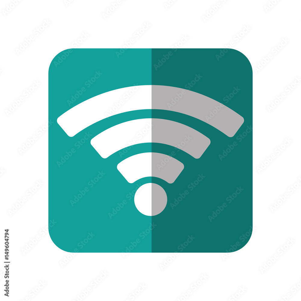 wifi sign icon over turquoise square and white background. vector illustration