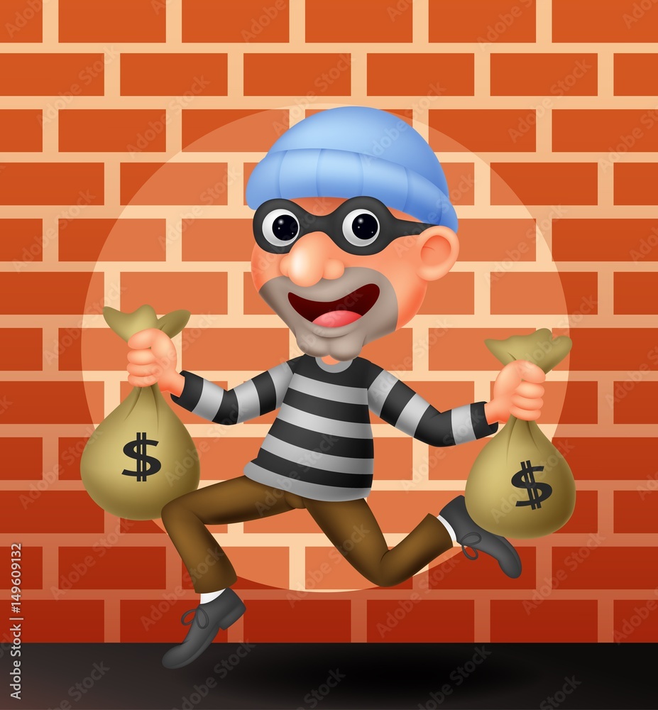 Thief Carrying Bag Of Money Stock Vector Adobe Stock