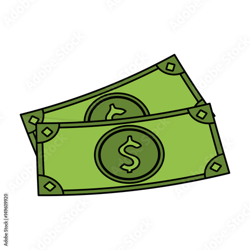 color image cartoon set bills with currency dollar symbol vector illustration