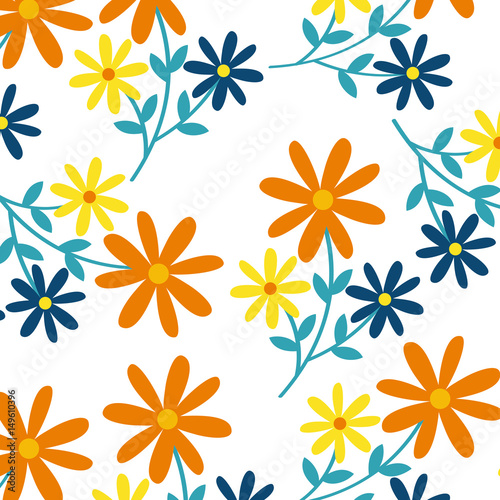cute flowers pattern decorative icon vector illustration design