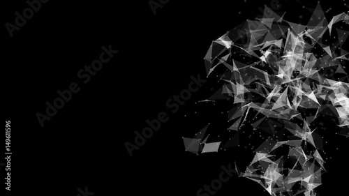Overlay background. Exploding particles, flying fragments in different directions, twisting white dots. Smashing glass. You can use different types of overlay and get great effects.