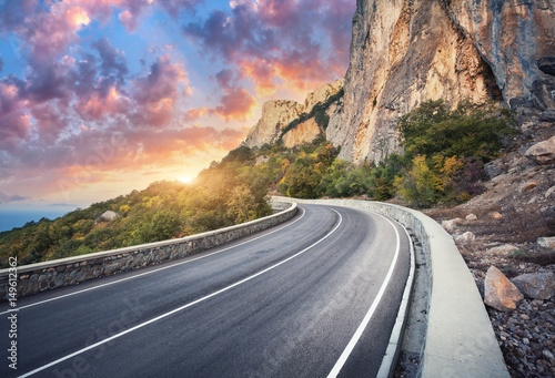 Beautiful asphalt road. Col...