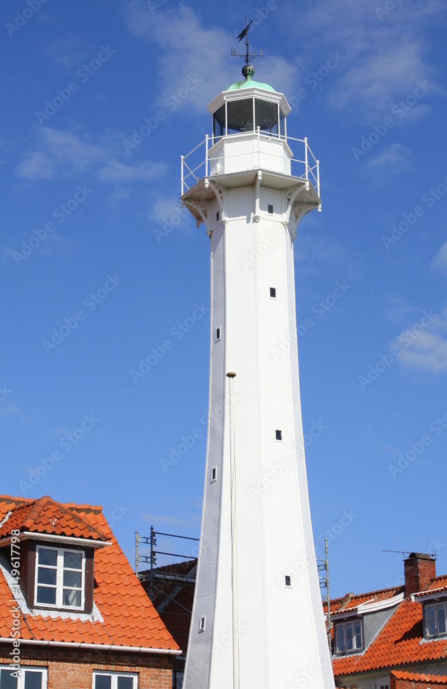 Lighthouse tower in Rönne on the island Bornholm. Denmark
