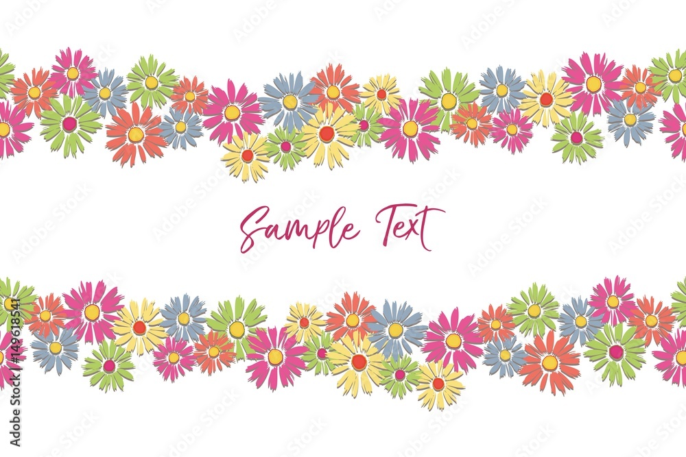 Grußkarte Banner mit Gänseblümchen