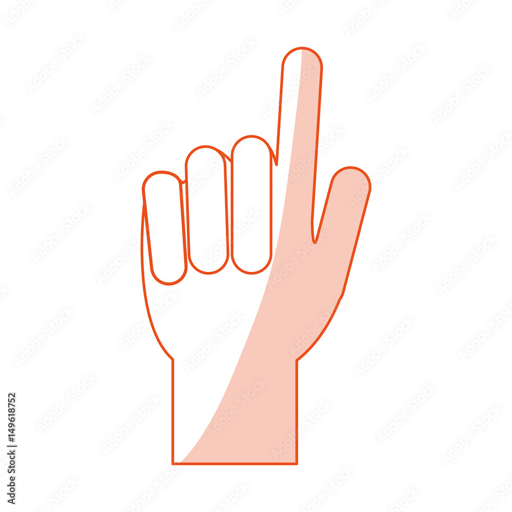Obraz premium red silhouette shading image cartoon hand with two fingers up vector illustration