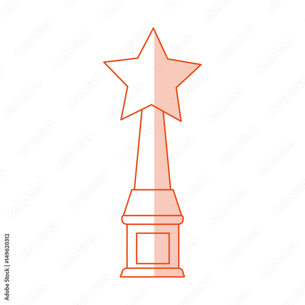 red silhouette shading image trophy with symbol star vector illustration