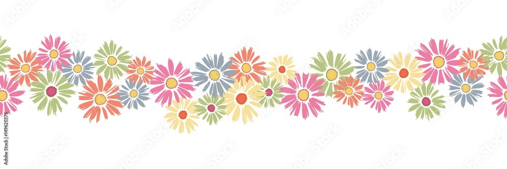 Nahtloser Banner mit bunten Gänseblümchen