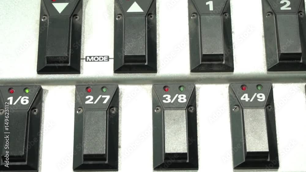 Mixing console. Professional equipment for sound processing close-up Mixing console. Professional equipment for sound processing close-up